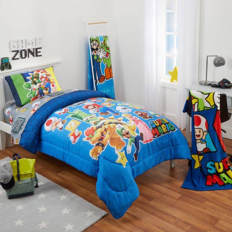 slide 8 of 8, Super Mario Mario Twin Sheet Set, 1 ct