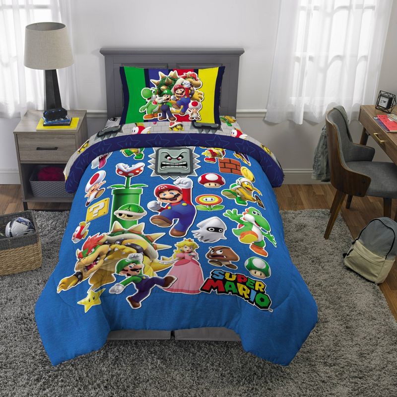 slide 3 of 5, Super Mario Mario Twin Comforter, 1 ct