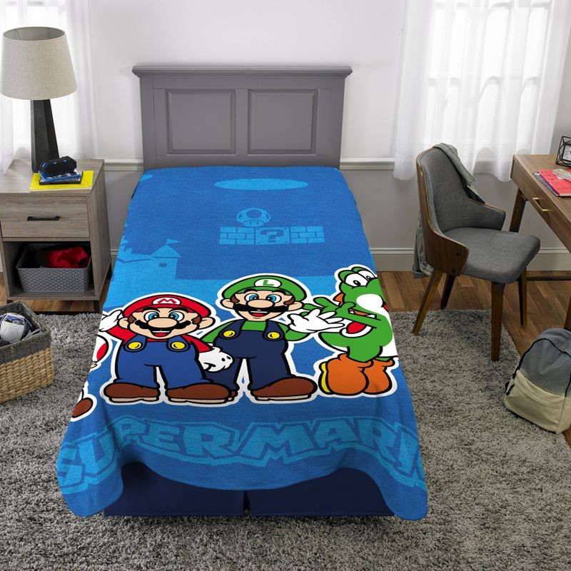 slide 3 of 5, Super Mario Twin Mario Blanket, 1 ct