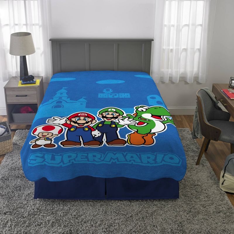 slide 4 of 5, Super Mario Twin Mario Blanket, 1 ct