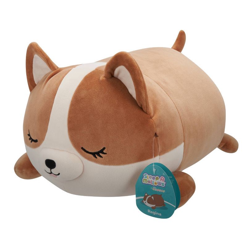 slide 2 of 10, Squishmallows 18" Large Plush Regina Brown and White Corgi Sleepamallows, 1 ct