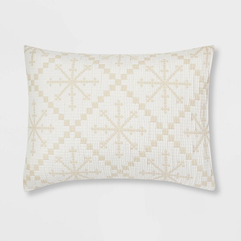 slide 4 of 5, 3pc King Holiday Matelasse Quilt and Sham Set Ivory/Cream Snowflake - Threshold™, 3 ct