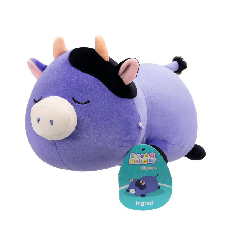 slide 4 of 11, Squishmallows 18" Large Plush Ingred Dark Purple Cow Sleepamallows, 1 ct