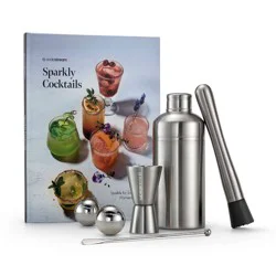 SodaStream Mixology Kit and Sparkling Cocktail Recipe Book: 18/10 Stainless Steel Barware Set, Dishwasher-Safe, 6-Piece Bartending Set, Silver