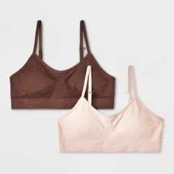 Girls' 2pk Seamless Bra - art class™ Beige/Brown L