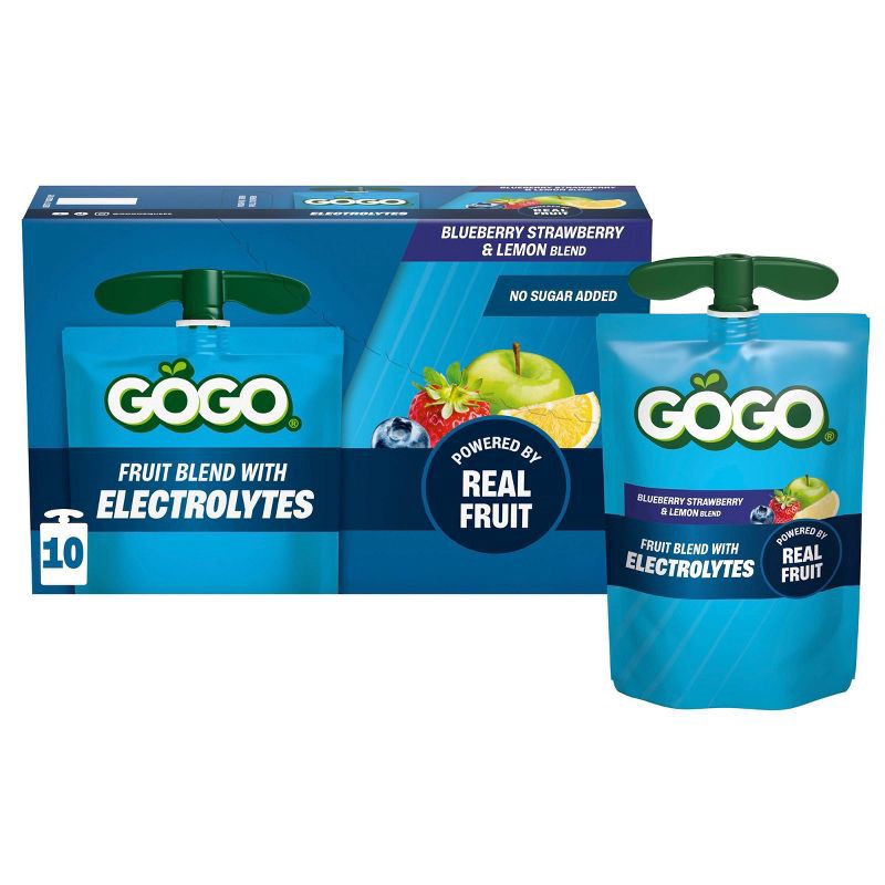 slide 1 of 10, GoGo SqueeZ Electrolytes No Sugar Added Blueberry Strawberry Lemon Variety Pack - 3.9oz/10ct, 3.9 oz, 10 ct