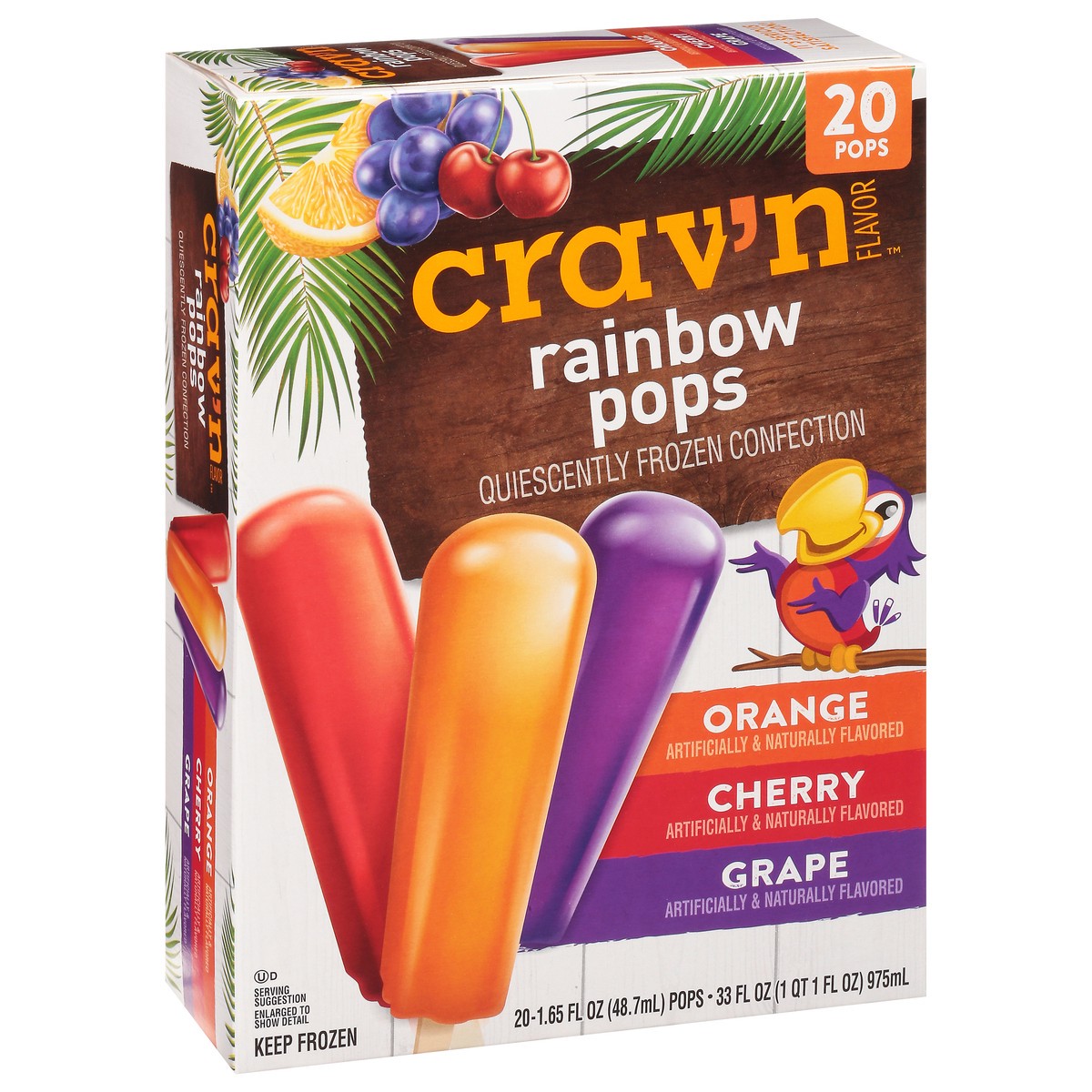 slide 7 of 9, Crav'n Flavor Orange/Cherry/Grape Rainbow Pops Variety Pack 20 ea, 20 ct