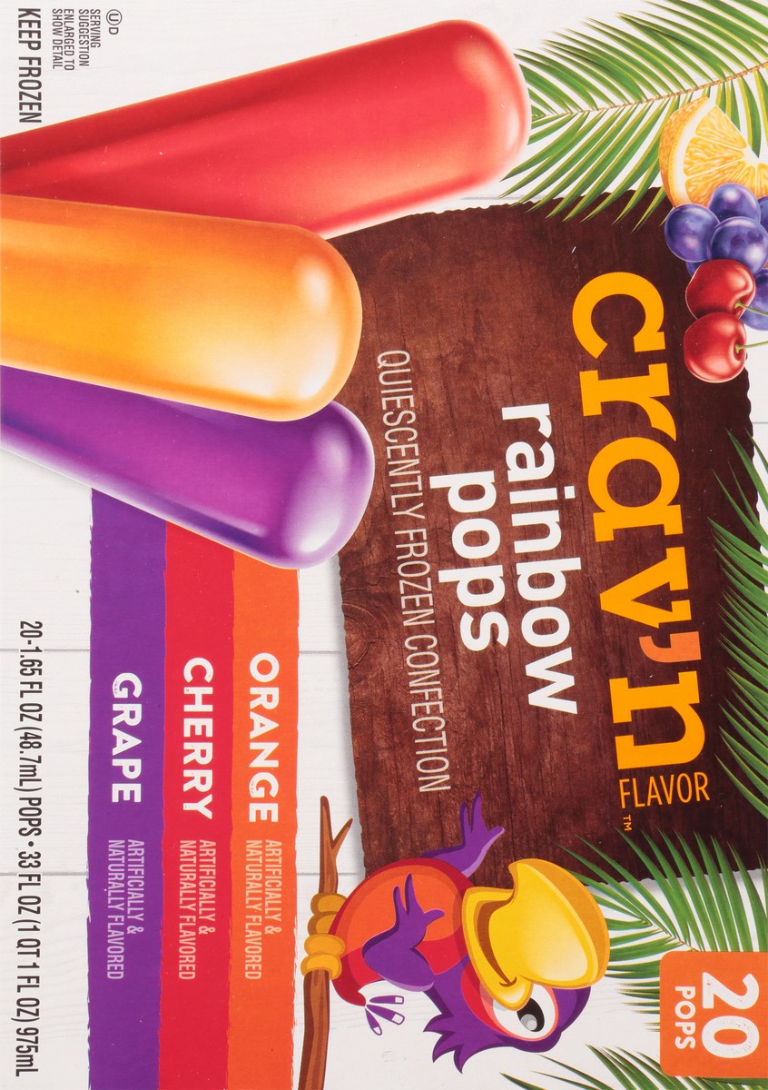 slide 8 of 9, Crav'n Flavor Orange/Cherry/Grape Rainbow Pops Variety Pack 20 ea, 20 ct
