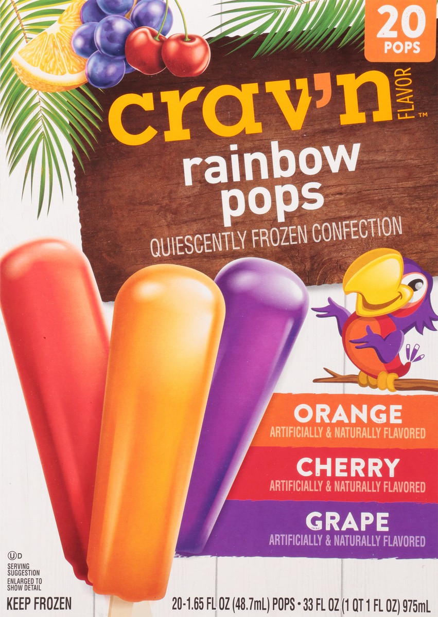 slide 5 of 9, Crav'n Flavor Orange/Cherry/Grape Rainbow Pops Variety Pack 20 ea, 20 ct