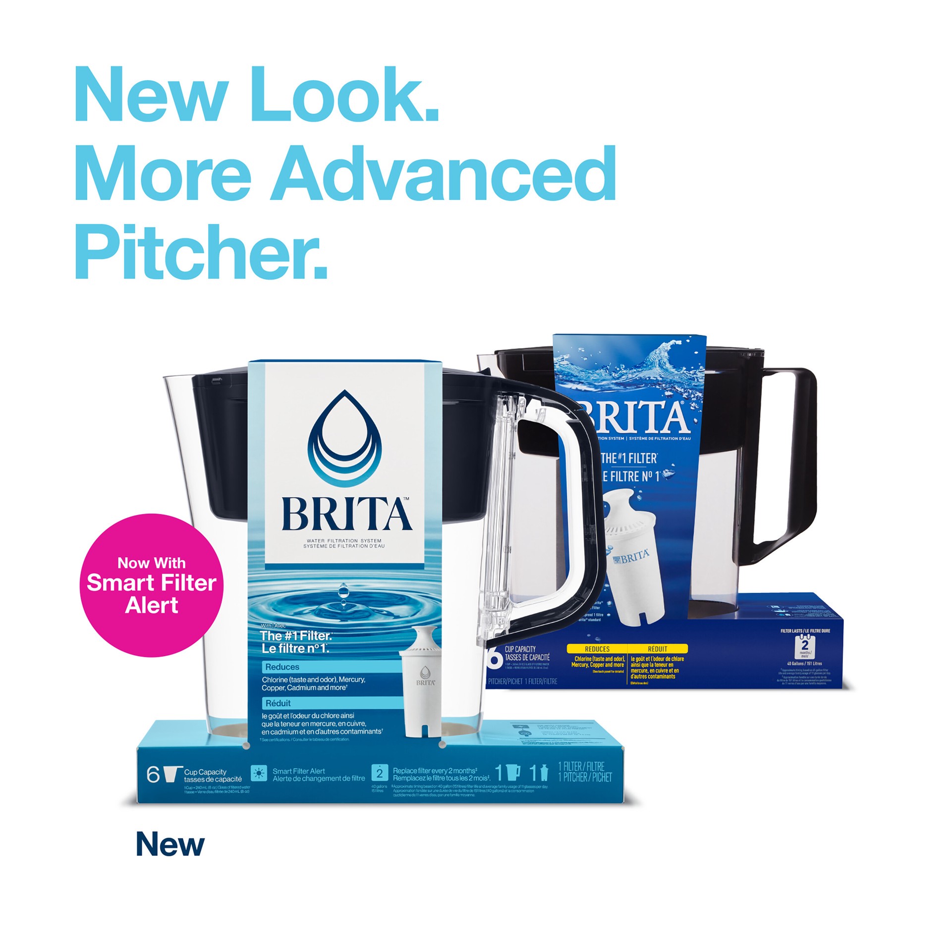 slide 2 of 5, Brita Small 6 Cup Denali Water Filter Pitcher with 1 Brita Standard Filter, Made Without BPA, Black, 1 ct