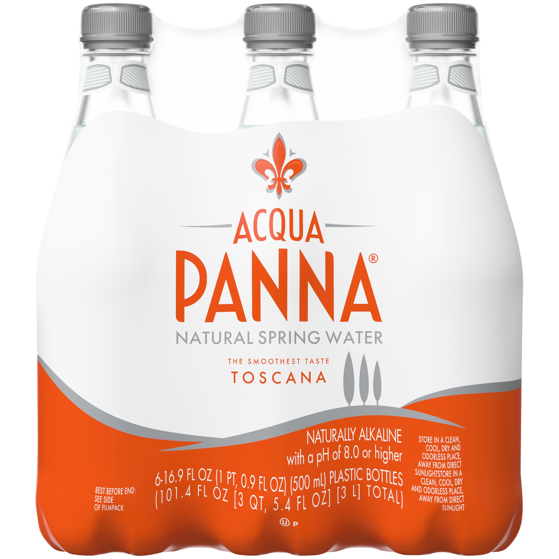 slide 4 of 4, Acqua Panna Natural Spring Water, Plastic Water Bottles (6 Count), 101.4 oz