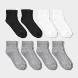 Kids' 8pk Ankle Length Socks - Dealworthy™ White/Gray/Black M/L