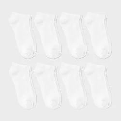 Kids' 8pk Low Cut Socks - Dealworthy™ White XS/S