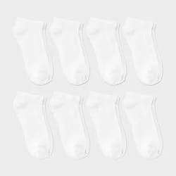 Kids' 8pk Low Cut Socks - Dealworthy™ White XS/S