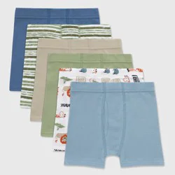 Hanes Toddler Boys' 6pk Organic Cotton Boxer Briefs - 4T: Tagless Knit Underwear, Pull-On Waistband
