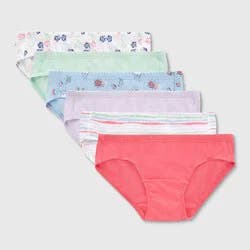 Hanes Toddler Girls' 6pk Organic Cotton Hipster Underwear - 4T: Mid Rise Knit Panties, Full Waistband Elastic, Machine Washable
