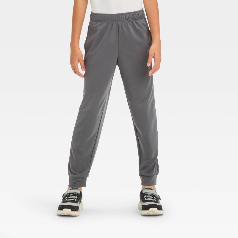 slide 1 of 3, Boys' Mesh Jogger Pants - All In Motion™ Gray S: Lightweight, Moisture Wicking, Quick Drying, 1 ct