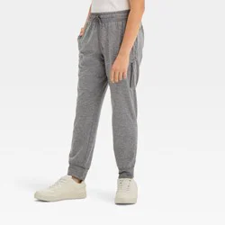 Boys' Soft Stretch Jogger Pants - All In Motion™ Heather Gray XL: Recycled Polyester, Spandex, Moisture Wicking, Quick Drying