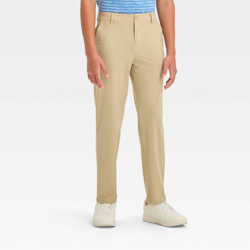 slide 1 of 3, Boys' Golf Pants - All In Motion™ Light Khaki 7: Moisture Wicking, Quick Dry, Adjustable Waist, Stretch, Machine Washable, 1 ct