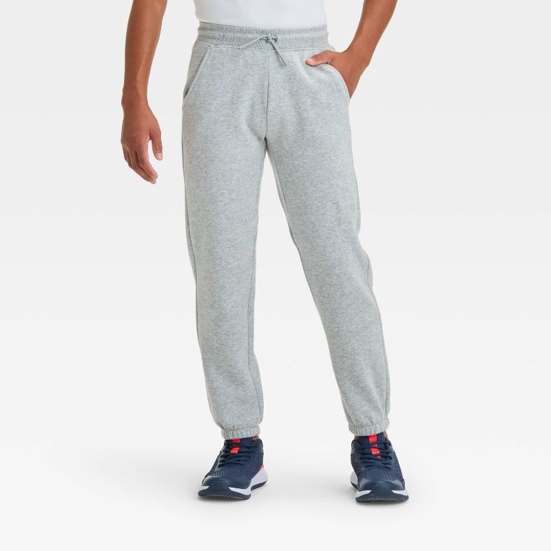 slide 1 of 3, Boys' Fleece Jogger Pants - All In Motion™ Light Gray L, 1 ct