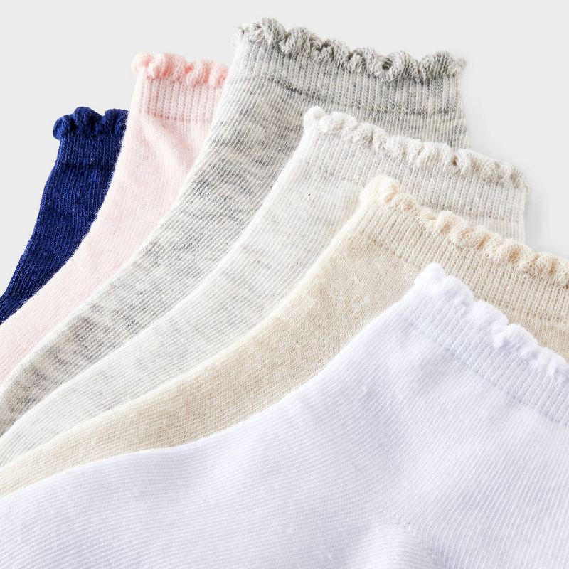 slide 3 of 3, Girls' 6pk Scallop Ankle Socks - Cat & Jack™ S, 6 ct
