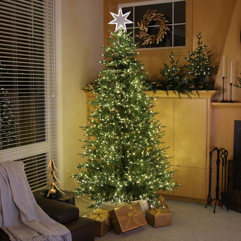 slide 1 of 10, Philips 7.5' Twinkle Tree Pre-lit Balsam Fir Artificial Christmas Tree with 2000 Multifunction, Dual Color LED Lights, Remote Control, and Dimmer, 1 ct