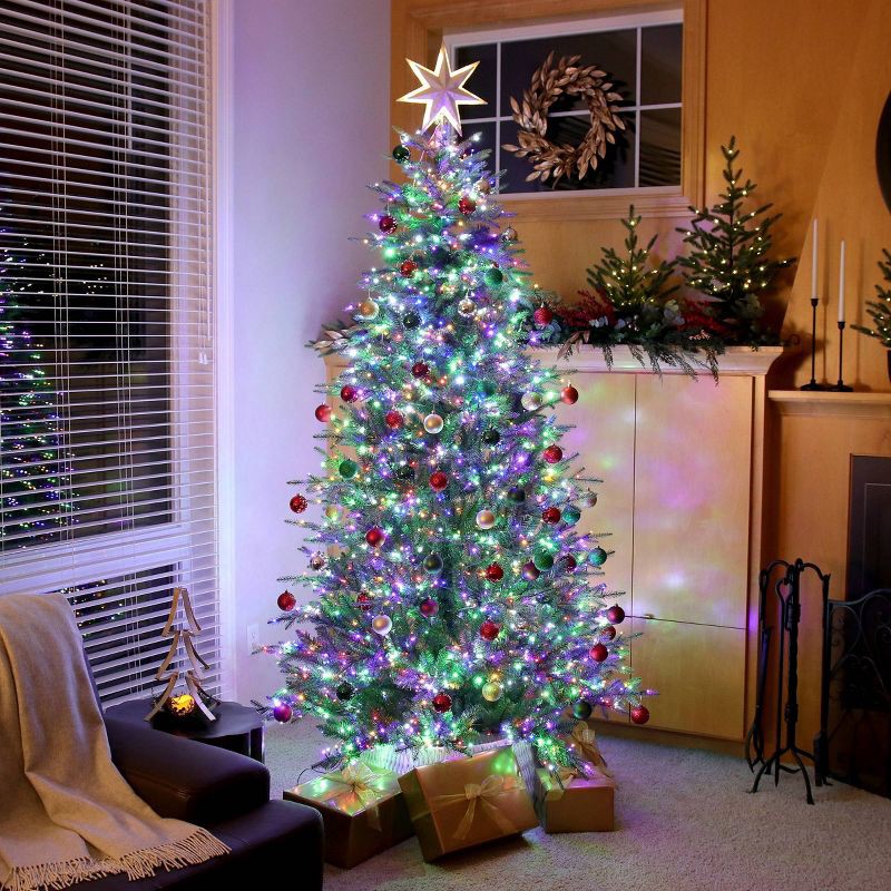 slide 3 of 10, Philips 7.5' Twinkle Tree Pre-lit Balsam Fir Artificial Christmas Tree with 2000 Multifunction, Dual Color LED Lights, Remote Control, and Dimmer, 1 ct