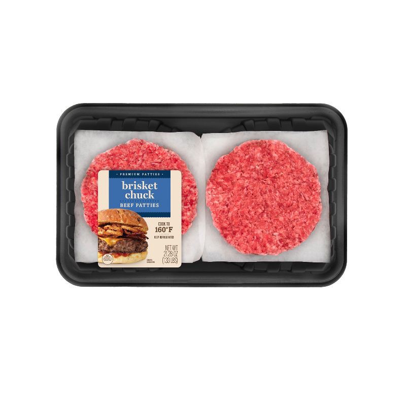 slide 1 of 6, Cargill Brisket Chuck Burger Patties - 1.33lbs, 1.33 lb