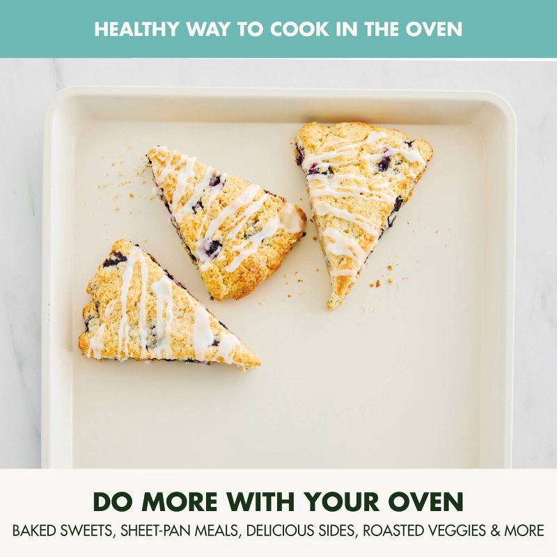 slide 5 of 9, GreenPan 18"x13" Nonstick Ceramic Cookie Sheet Turquoise: Carbon Steel Bakeware, Dishwasher-Safe, PFOA-Free, 1 ct