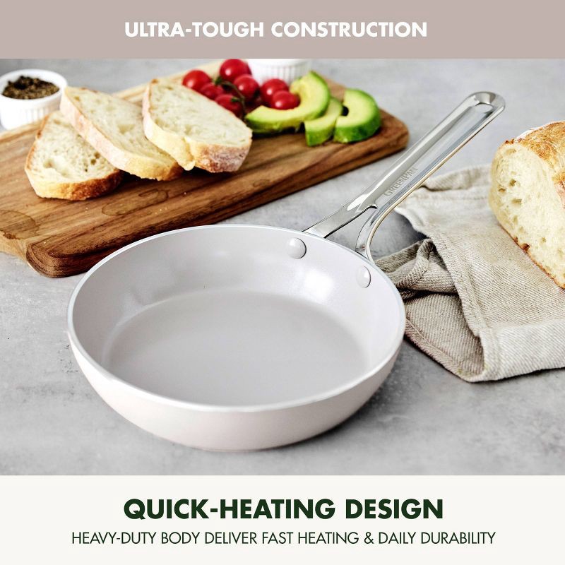 slide 4 of 9, GreenPan Nova 8" Ceramic Nonstick Aluminum Fry Pan with Stainless Steel Handle Clay: Dishwasher-Safe, Induction Compatible, 1 ct
