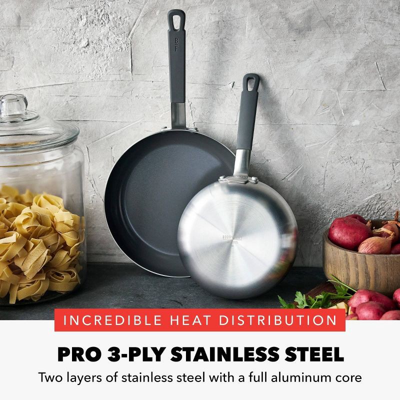 slide 3 of 10, Bobby Flay 2pk (8" and 10") Stainless Steel Ceramic Nonstick Fry Pan Set, 2 ct