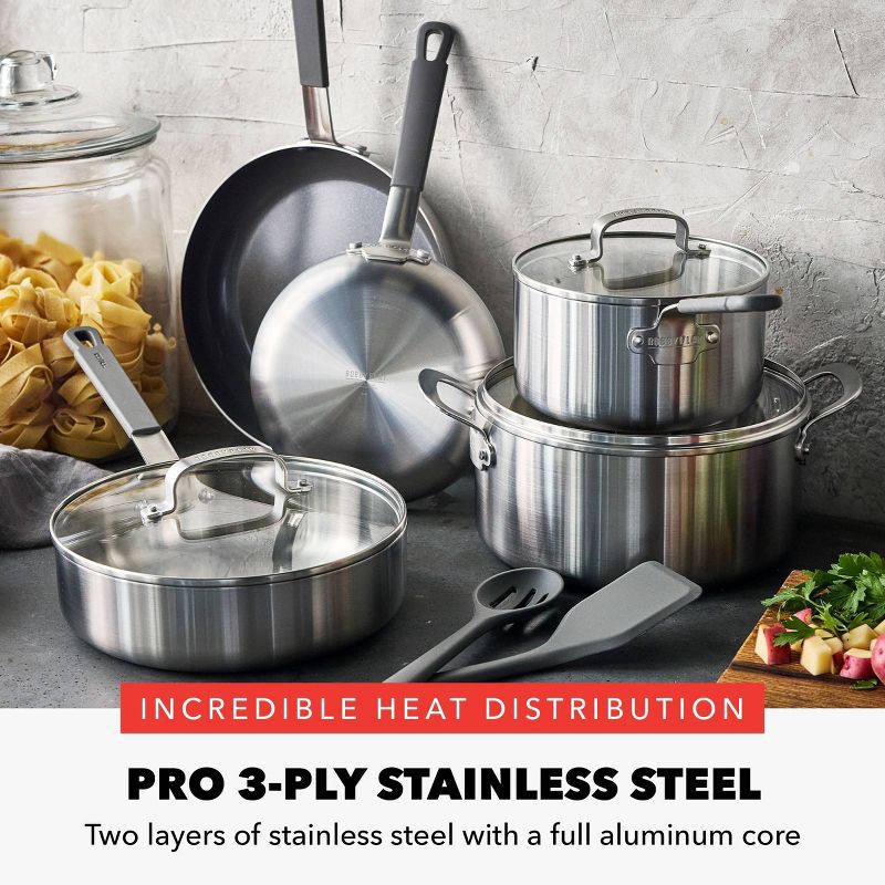 slide 4 of 12, Bobby Flay 10pc Stainless Steel Cookware Set, 10 ct