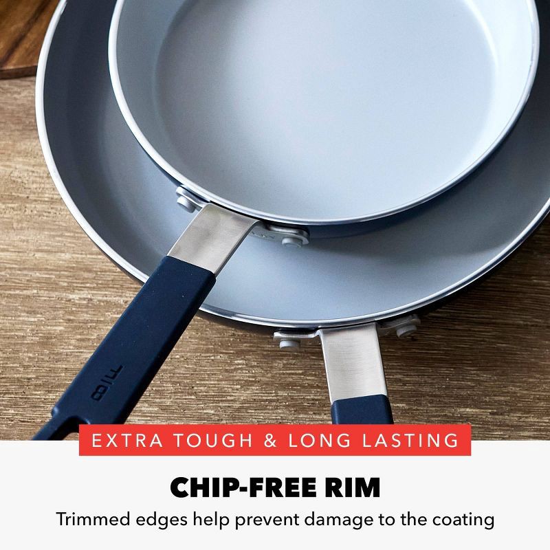 slide 8 of 11, Bobby Flay 2pk (8" and 10") Ceramic Nonstick Aluminum Fry Pan Set Oxford Blue: Lifetime Warranty, Dishwasher-Safe Cookware, 2 ct