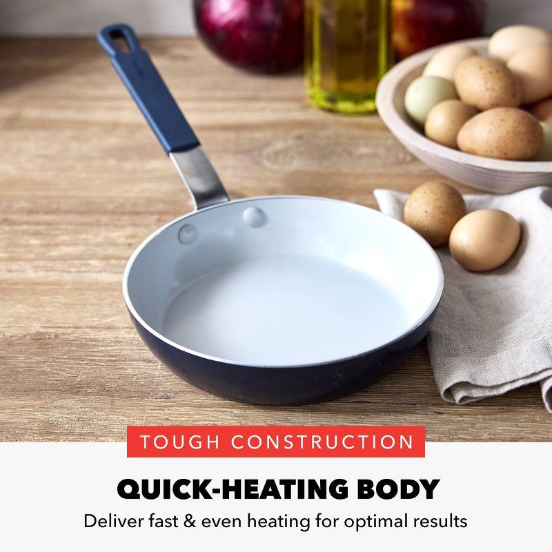 slide 3 of 10, Bobby Flay 8" Ceramic Nonstick Aluminum Fry Pan Oxford Blue: Gas & Electric Compatible, PTFE & PFOA Free, 1 ct