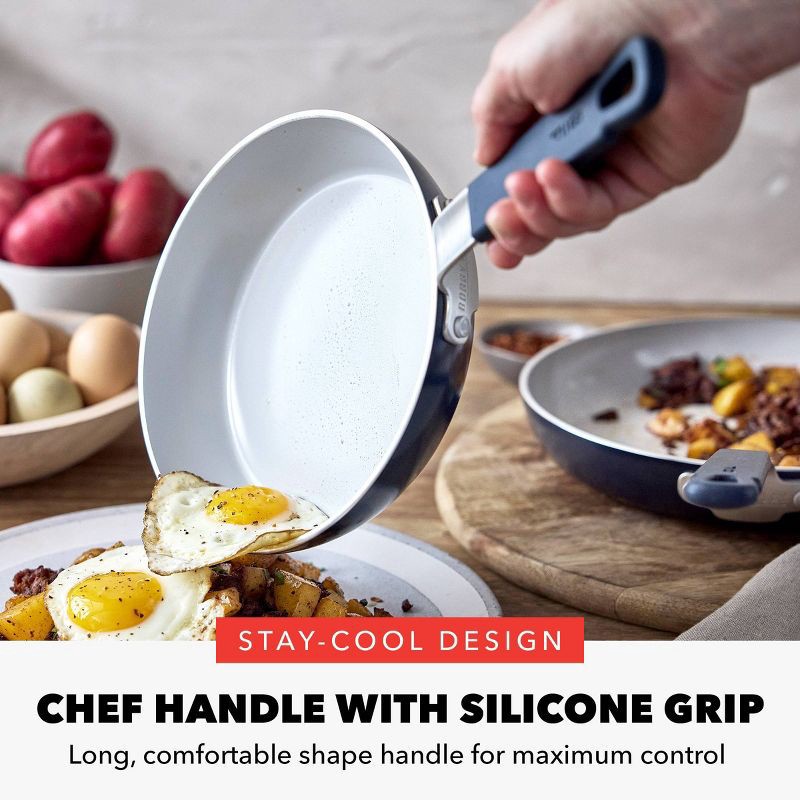 slide 6 of 10, Bobby Flay 8" Ceramic Nonstick Aluminum Fry Pan Oxford Blue: Gas & Electric Compatible, PTFE & PFOA Free, 1 ct