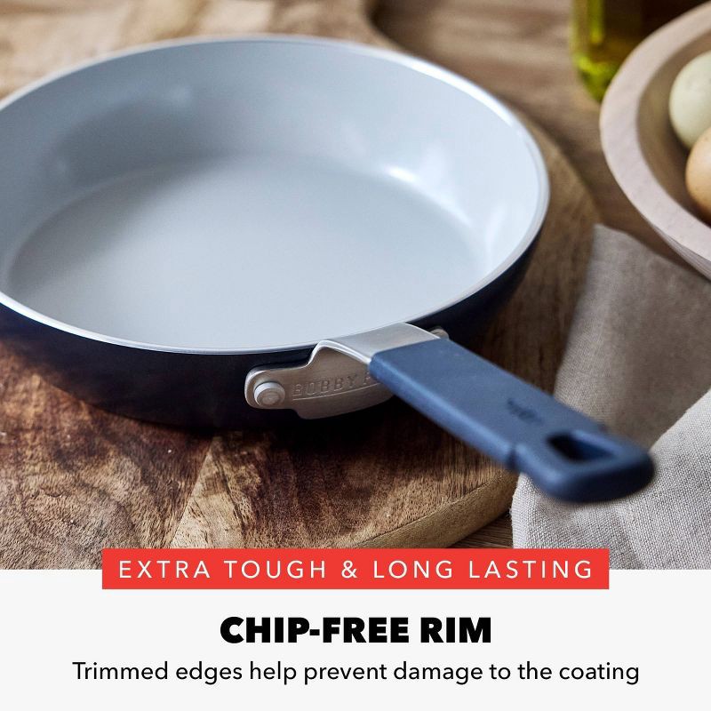 slide 7 of 10, Bobby Flay 8" Ceramic Nonstick Aluminum Fry Pan Oxford Blue: Gas & Electric Compatible, PTFE & PFOA Free, 1 ct