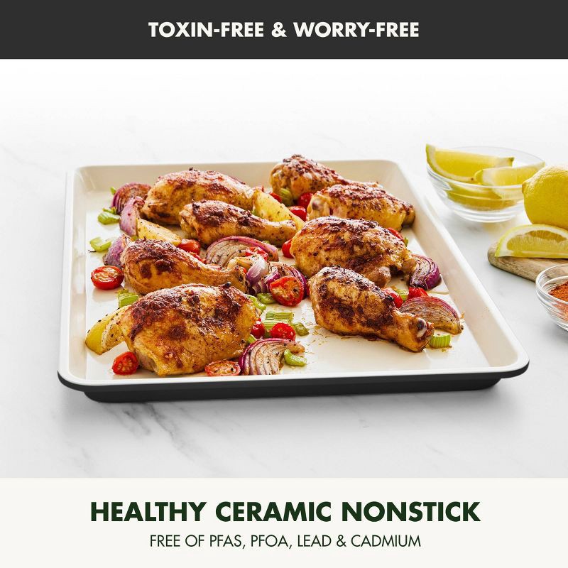 slide 2 of 9, GreenPan 18"x13" Nonstick Ceramic Cookie Sheet Black: Carbon Steel, Dishwasher-Safe, PFOA-Free, Baking Pan, 1 ct