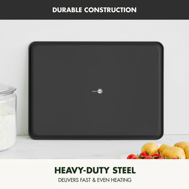slide 3 of 9, GreenPan 18"x13" Nonstick Ceramic Cookie Sheet Black: Carbon Steel, Dishwasher-Safe, PFOA-Free, Baking Pan, 1 ct