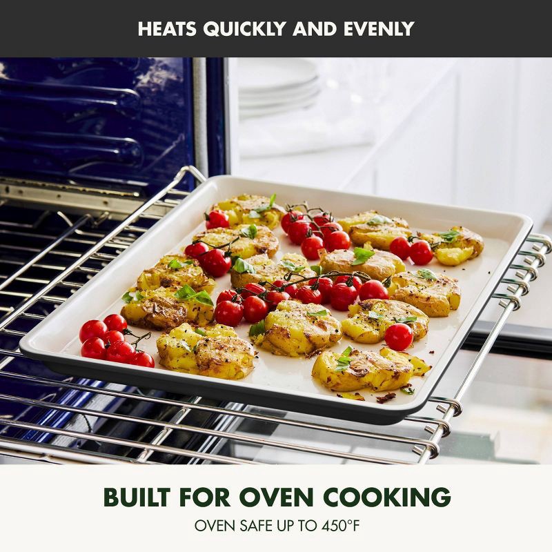 slide 7 of 9, GreenPan 18"x13" Nonstick Ceramic Cookie Sheet Black: Carbon Steel, Dishwasher-Safe, PFOA-Free, Baking Pan, 1 ct