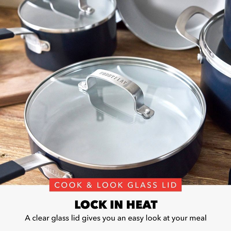 slide 10 of 12, Bobby Flay 12pc Ceramic Nonstick Aluminum Cookware Set Oxford Blue, 12 ct