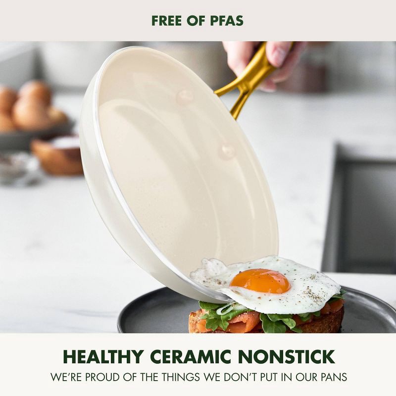 slide 2 of 7, GreenPan Studio 10" Ceramic Nonstick Aluminum Fry Pan Linen: Small Fry Pan, Dishwasher-Safe, Lifetime Warranty, 1 ct