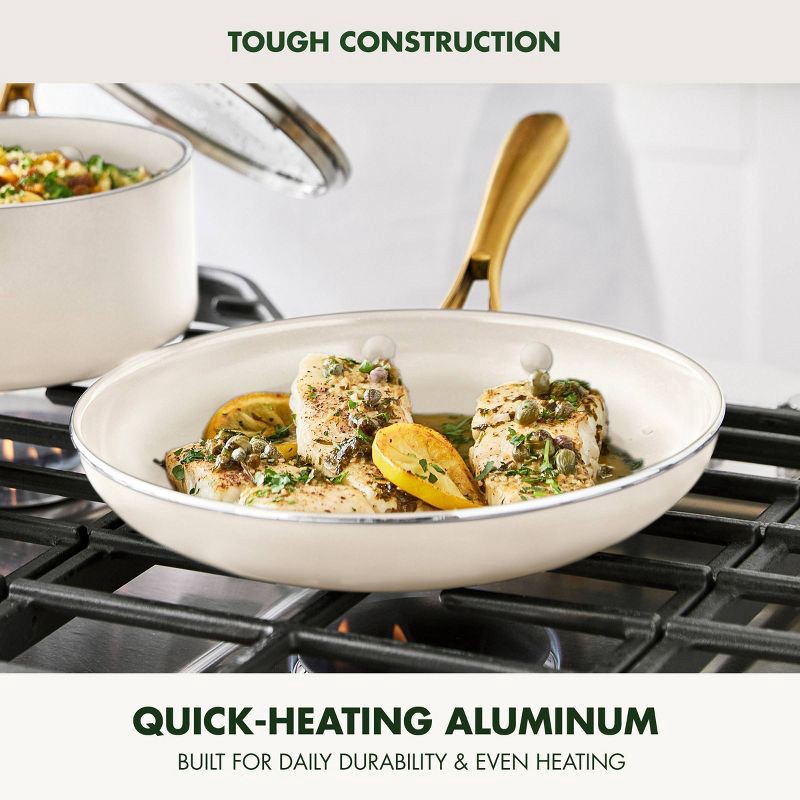 slide 3 of 7, GreenPan Studio 10" Ceramic Nonstick Aluminum Fry Pan Linen: Small Fry Pan, Dishwasher-Safe, Lifetime Warranty, 1 ct