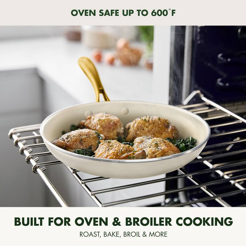 slide 5 of 7, GreenPan Studio 10" Ceramic Nonstick Aluminum Fry Pan Linen: Small Fry Pan, Dishwasher-Safe, Lifetime Warranty, 1 ct