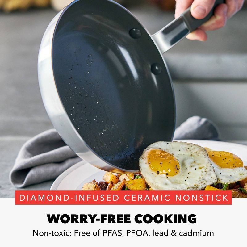 slide 2 of 11, Bobby Flay 12" Stainless Steel Ceramic Nonstick Covered Fry Pan, 1 ct