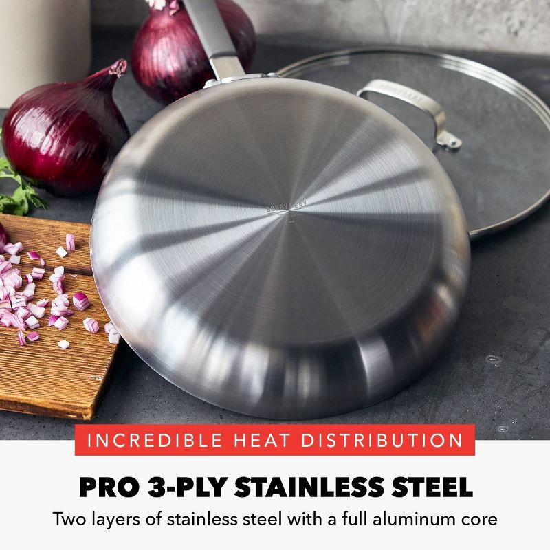 slide 3 of 11, Bobby Flay 12" Stainless Steel Ceramic Nonstick Covered Fry Pan, 1 ct