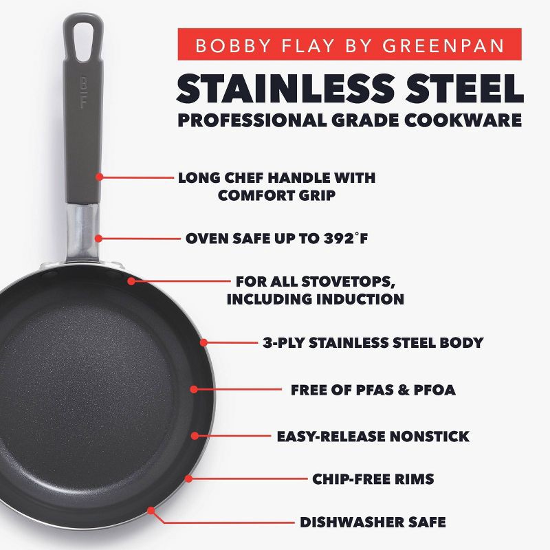 slide 4 of 11, Bobby Flay 12" Stainless Steel Ceramic Nonstick Covered Fry Pan, 1 ct