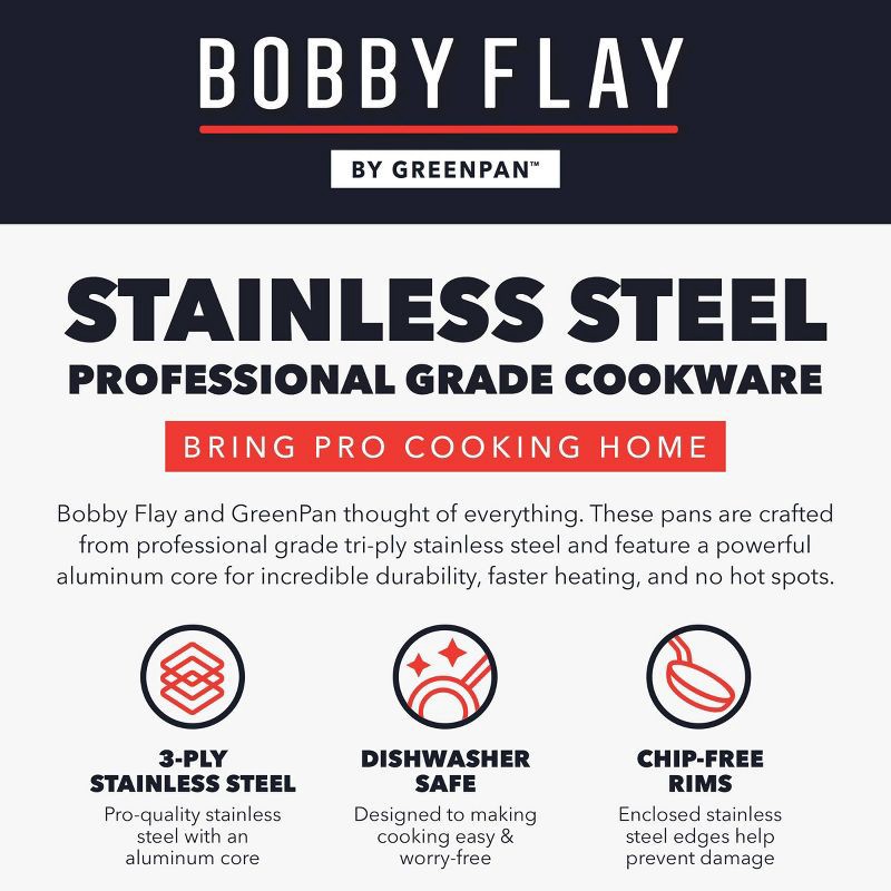 slide 11 of 11, Bobby Flay 12" Stainless Steel Ceramic Nonstick Covered Fry Pan, 1 ct