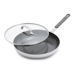 Bobby Flay 12" Stainless Steel Ceramic Nonstick Covered Fry Pan