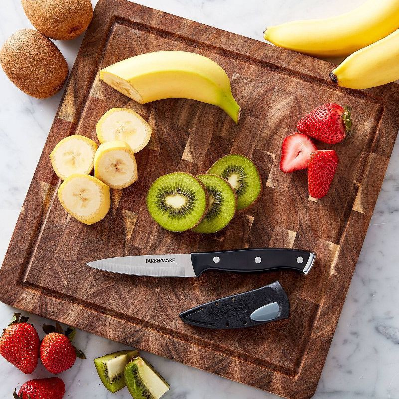 slide 2 of 9, Farberware 3.5" Paring Knife Black: Stainless Steel Kitchen Knife, Riveted Handle, Hand Wash, Lifetime Warranty, 1 ct