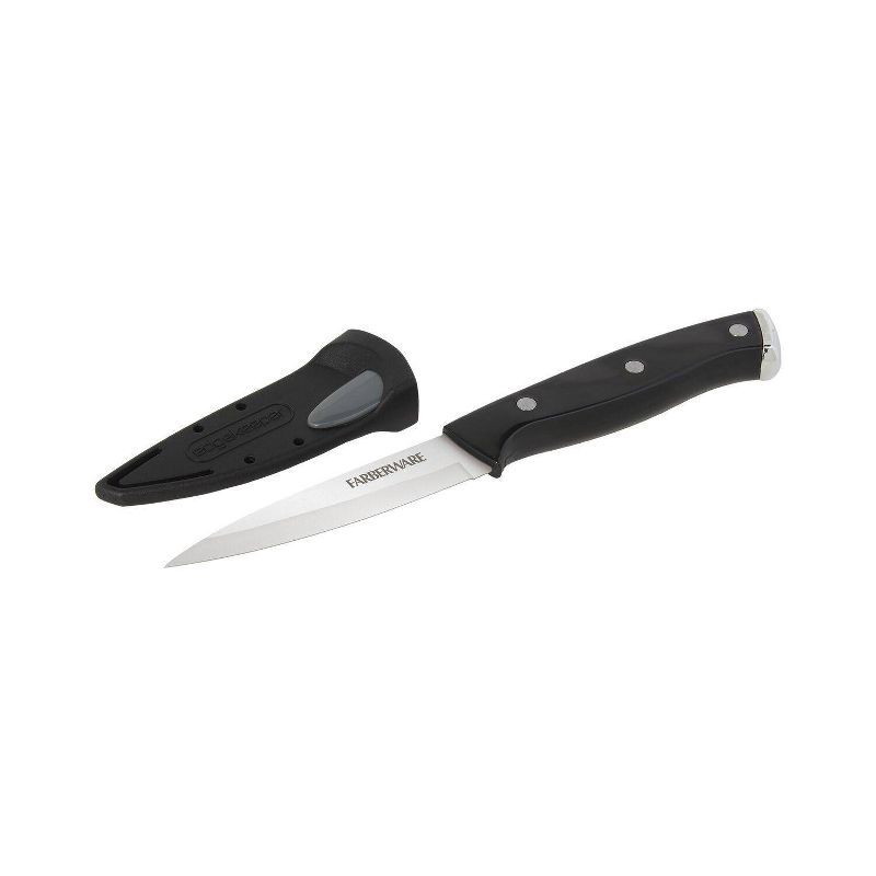 slide 3 of 9, Farberware 3.5" Paring Knife Black: Stainless Steel Kitchen Knife, Riveted Handle, Hand Wash, Lifetime Warranty, 1 ct